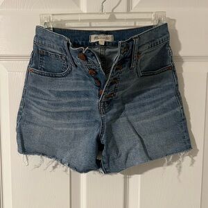 Madewell Blue Jean Shorts Distressed Raw Hem
